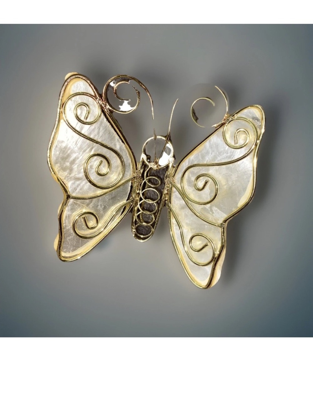 Roman Inc. Vintage Capiz Shell Butterfly Bookmark Hook‎ Ornament